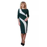 Платье Зигзаг удачи 0224_4 Тёмно-зелёное_с_молочным размер М