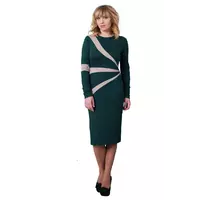 Платье Инесса 0222_4 Зелёное+бежевый